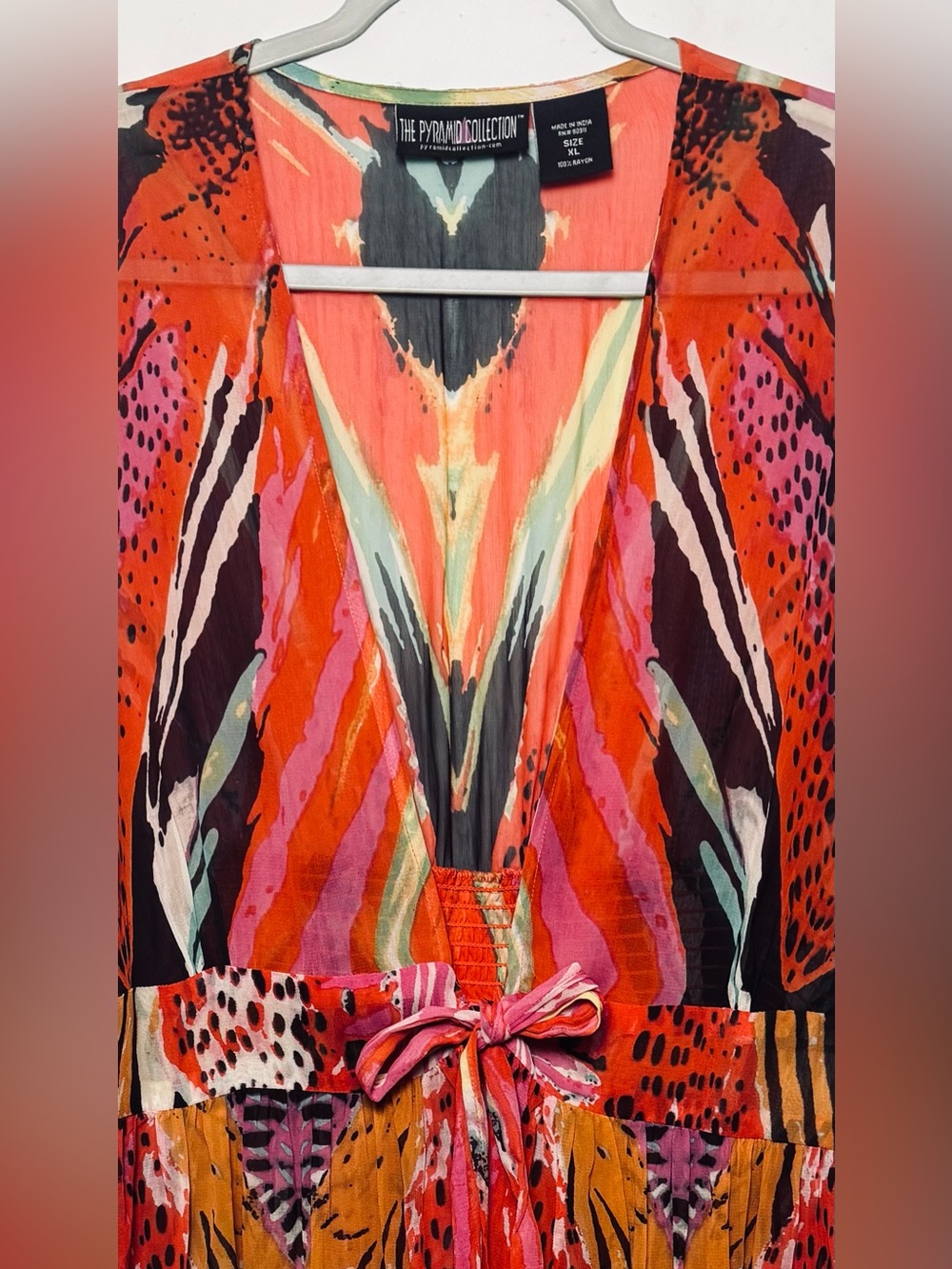 The Pyramid Collection Women’s XL Topper sheer Multicolor Rayon Kimono beach. - Picture 4 of 11